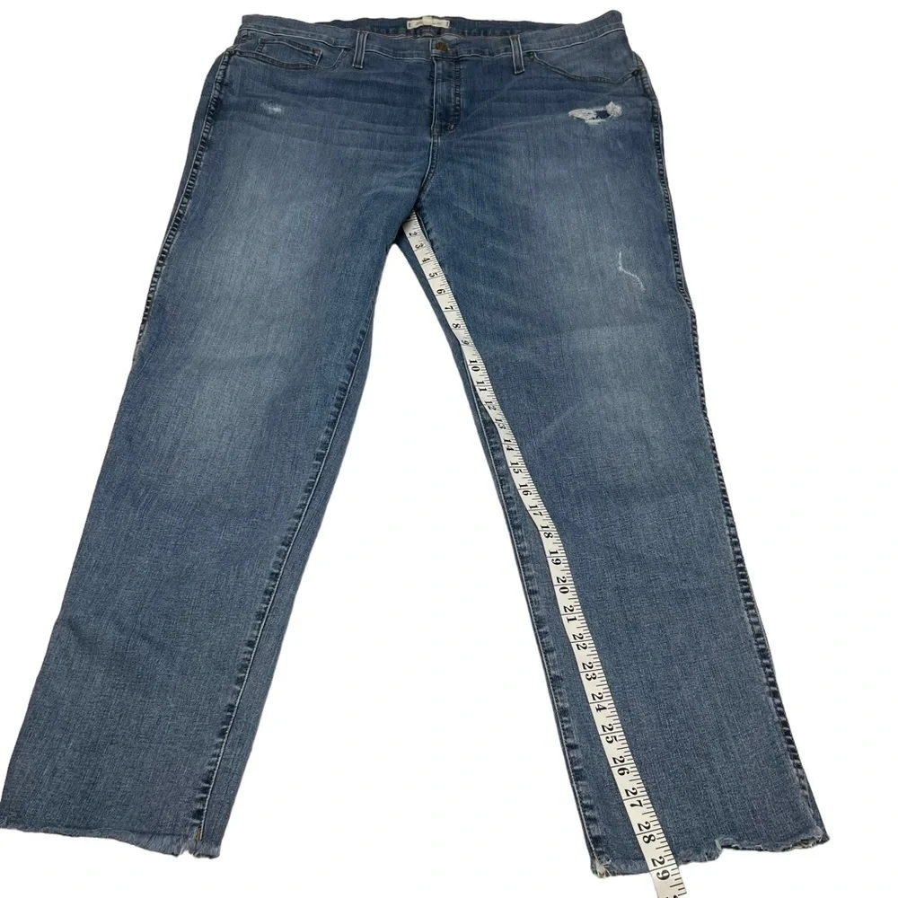 Madewell Womens Blue High Rise Stovepipe Straight Leg Denim Jeans 35T Raw Hem